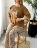 ست خانگی روشا زنانه با پارچه پنبه گلدوزی نرم و راحت