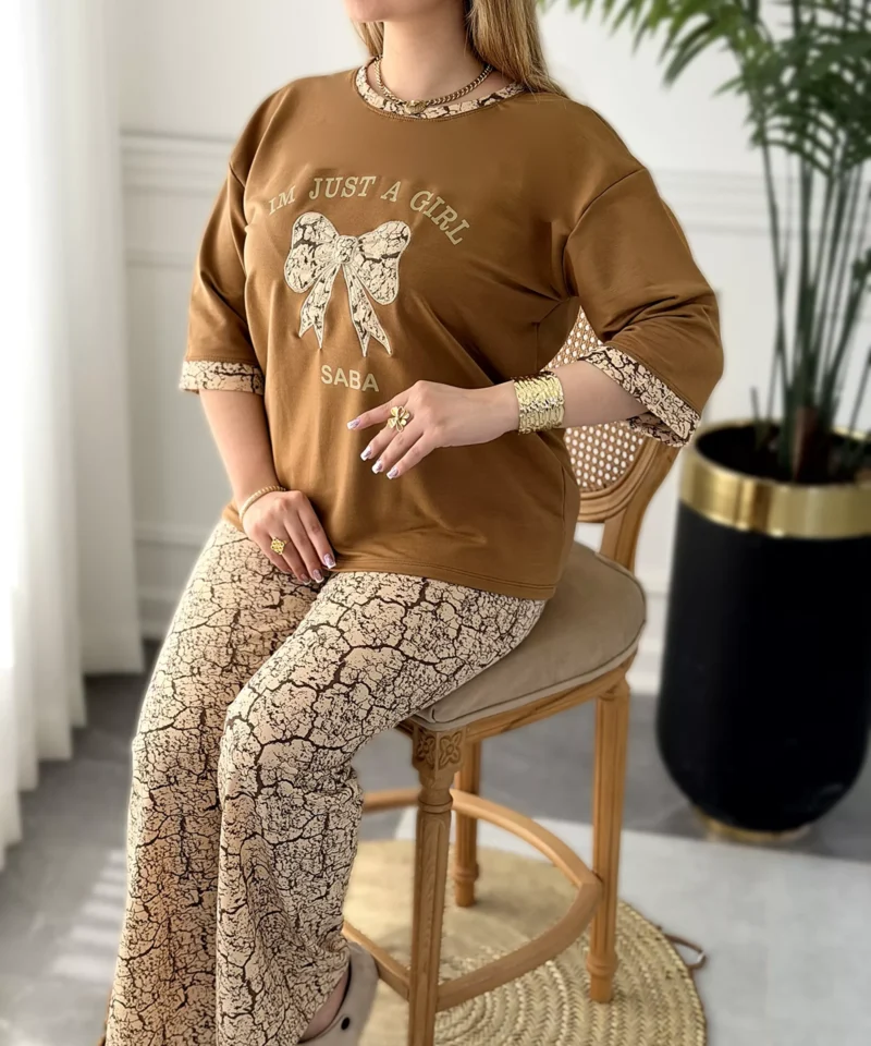 ست خانگی روشا زنانه با پارچه پنبه گلدوزی نرم و راحت